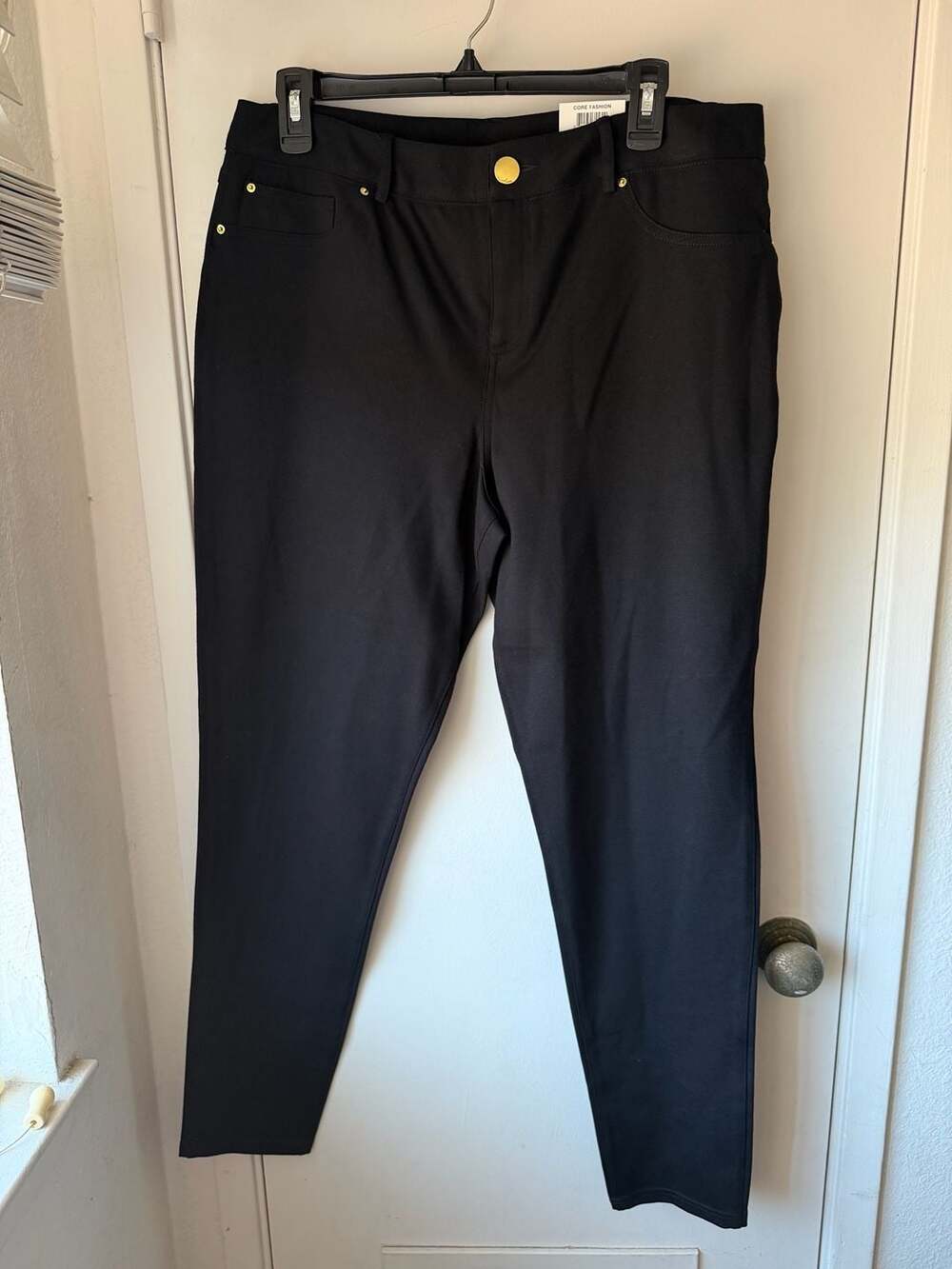 INC International Concepts Skinny Leg Regular Mid Rise Pants Black Size 16 NWT